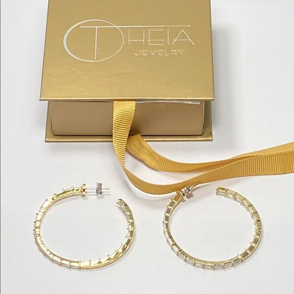 THEIA Hestia 14K Goldplated Inside-Out Hoops earrings - Picture 3 of 9